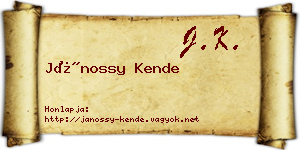 Jánossy Kende névjegykártya